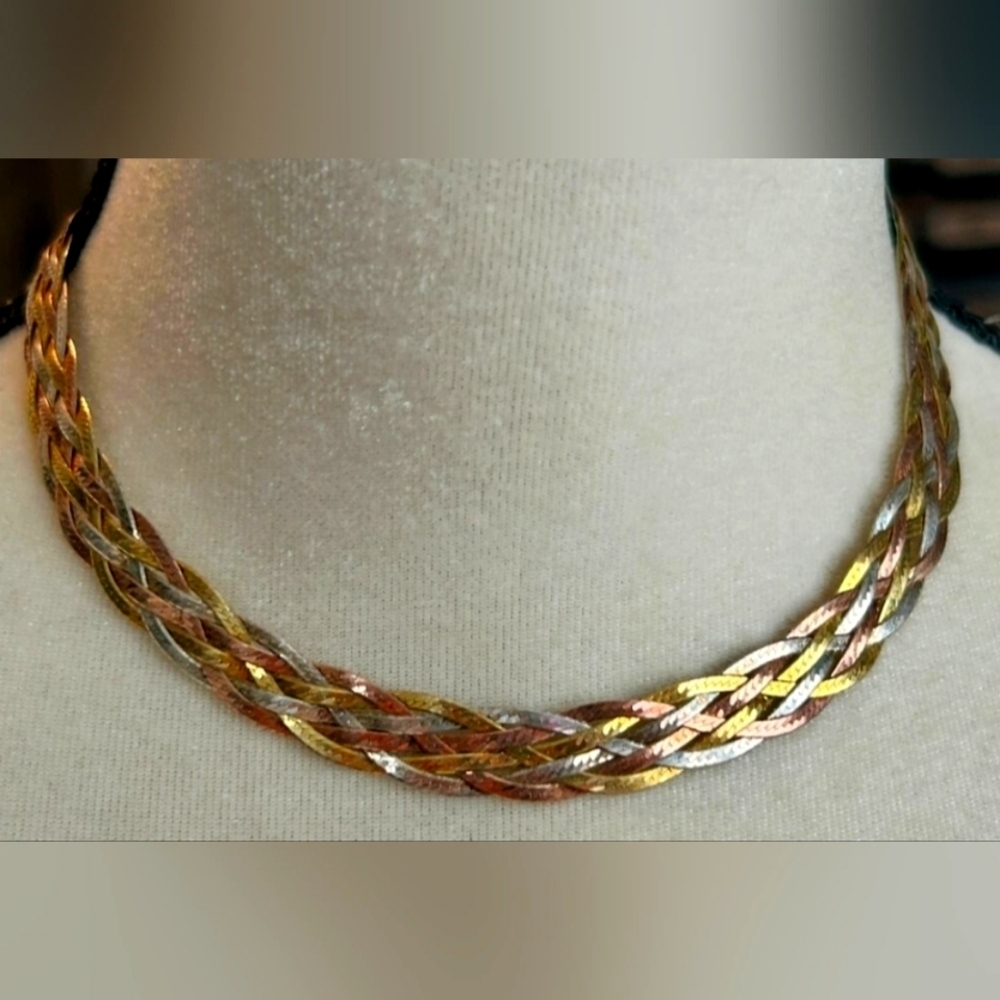 Vintage Tritone Italian Sterling Silver 925 Necklace